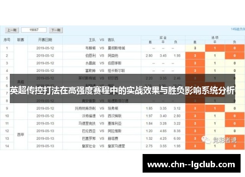 英超传控打法在高强度赛程中的实战效果与胜负影响系统分析