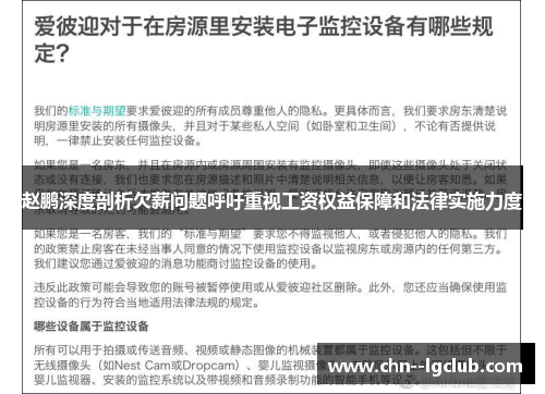 赵鹏深度剖析欠薪问题呼吁重视工资权益保障和法律实施力度 赵鹏深度剖析欠薪问题呼吁重视工资权益保障和法律实施力度